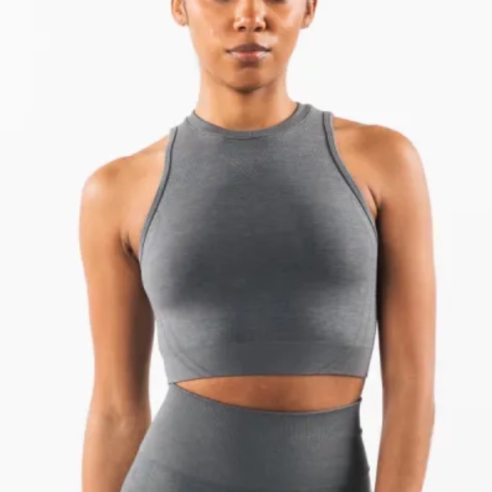 Alphalete Seamless Grey High Neck Crop Tank